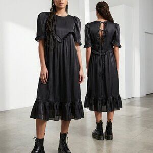 NEW! $140 Sister Jane Barre Ruffle Midi Dress S black